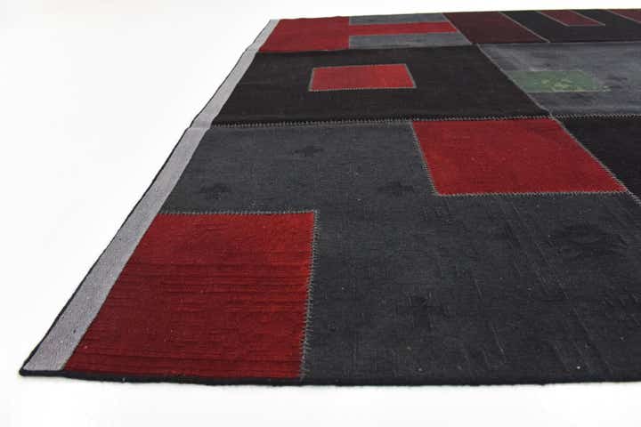 7' 3 x 10' Hand Woven Patchwork Wool Rug