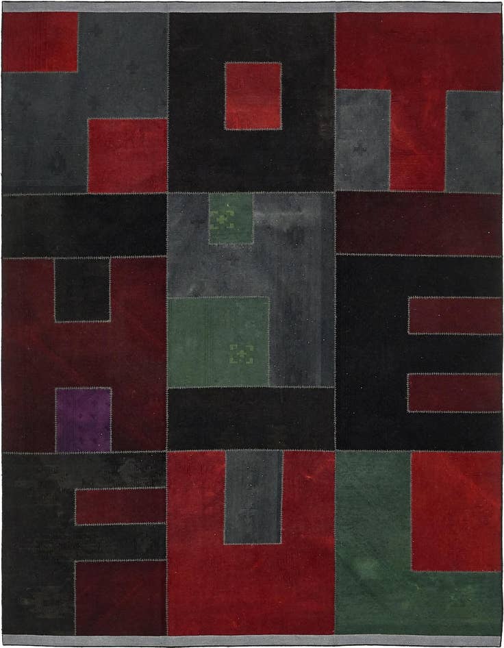 Detail image of 7' 3 x 10' Hand Woven Patchwork Wool Rug