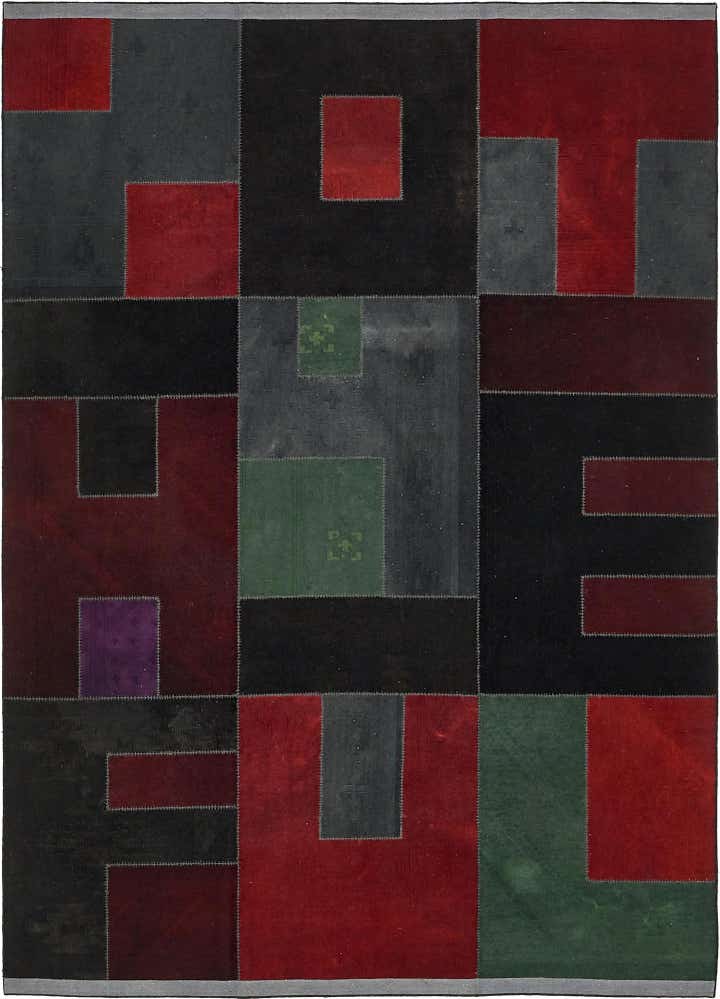 7' 3 x 10' Hand Woven Patchwork Wool Rug