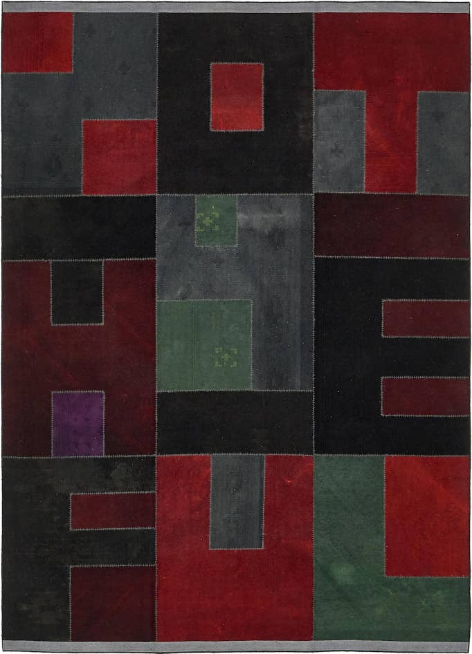 Detail image of 7' 3 x 10' Hand Woven Patchwork Wool Rug