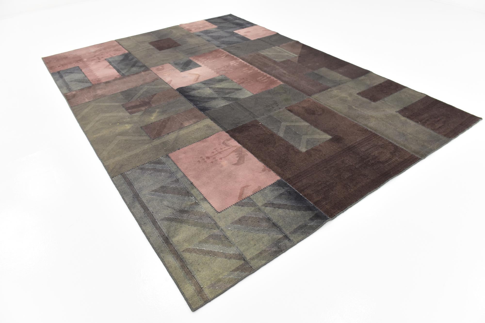 7' 3 x 10' Hand Woven Patchwork Wool Rug