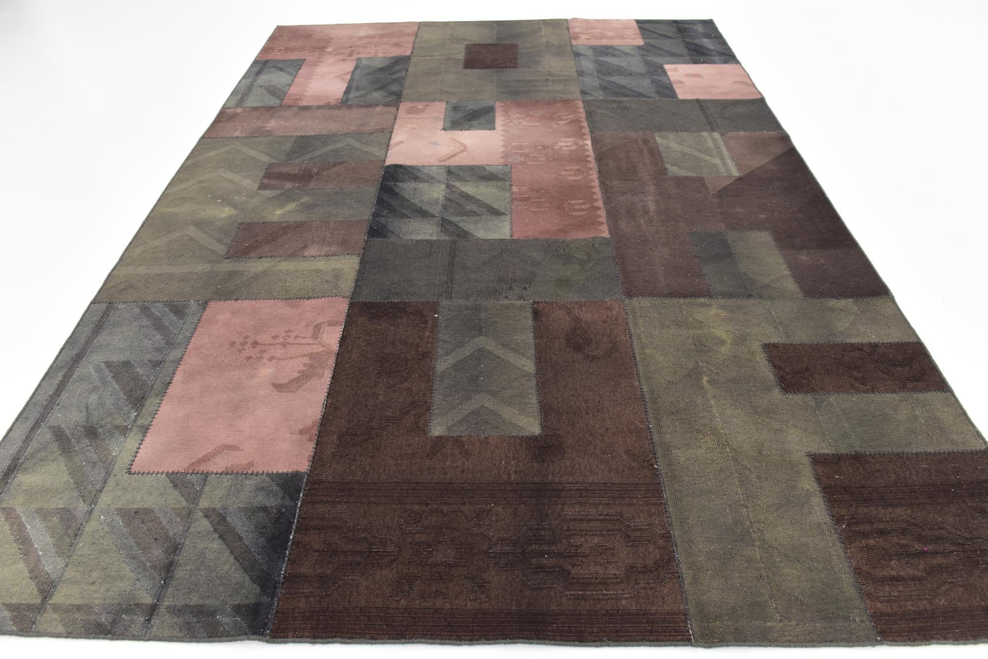 7' 3 x 10' Hand Woven Patchwork Wool Rug