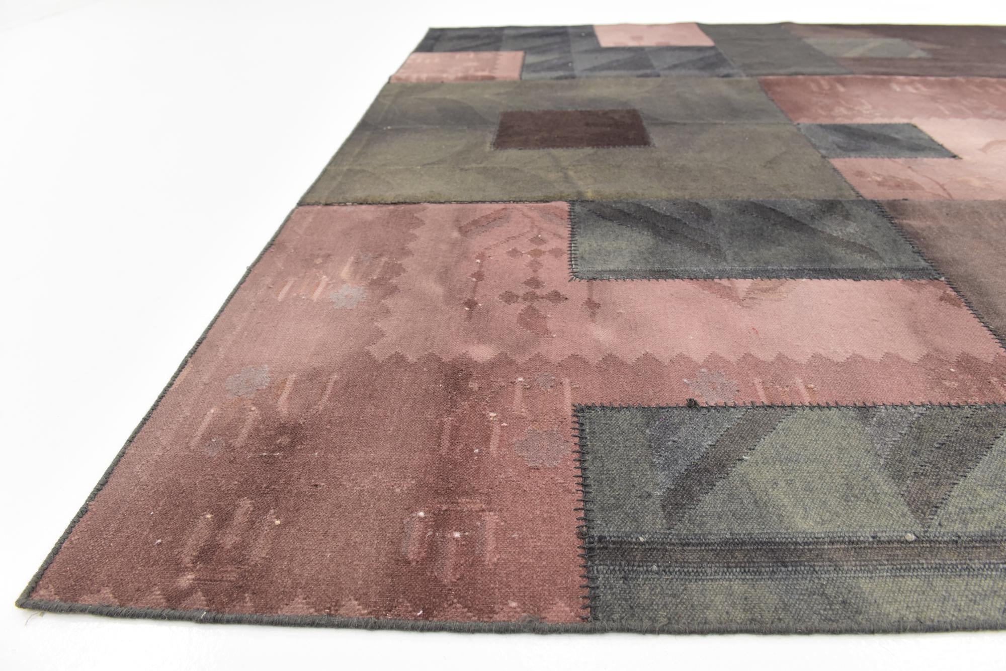 7' 3 x 10' Hand Woven Patchwork Wool Rug