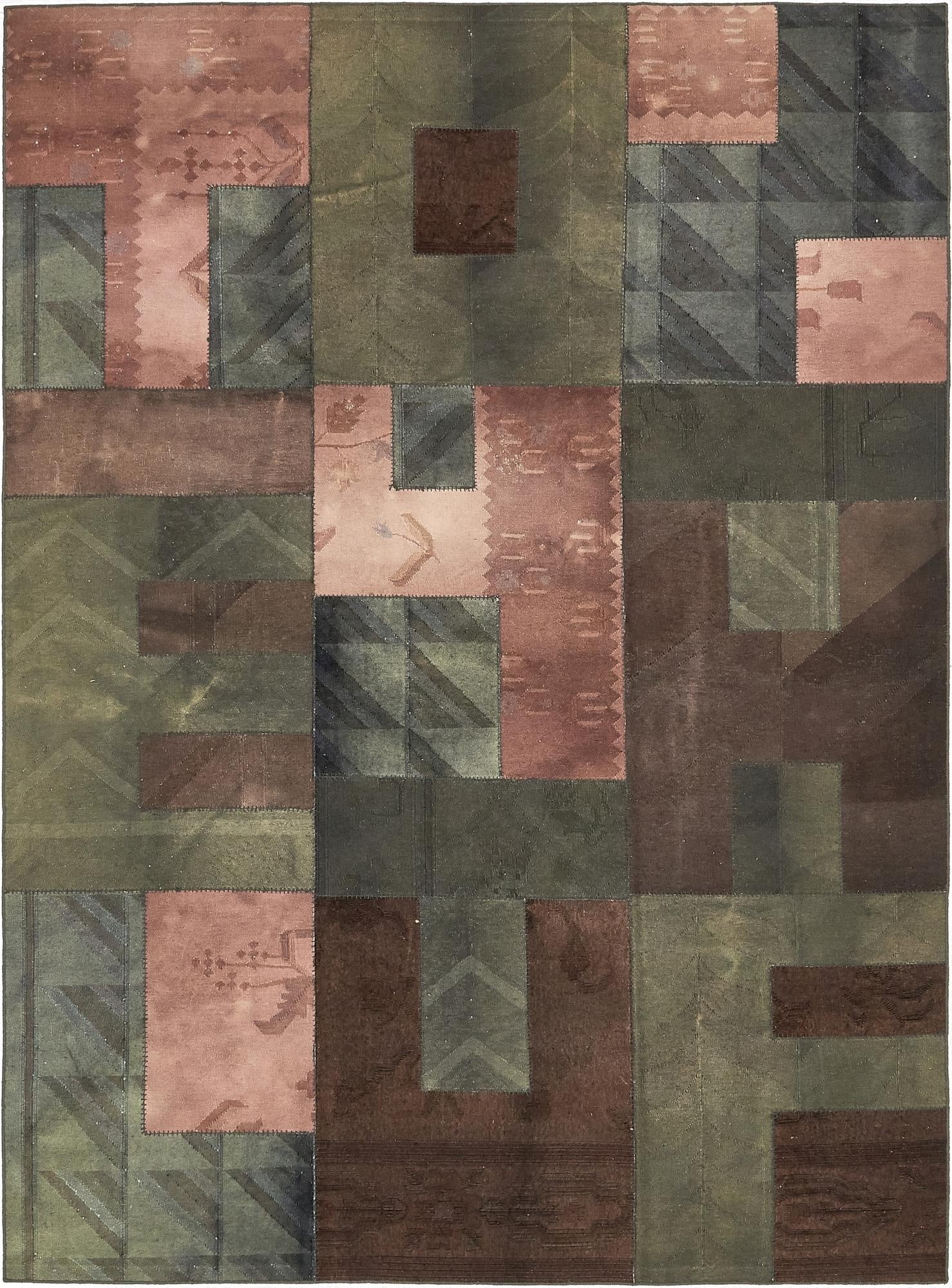 7' 3 x 10'  Hand Woven Patchwork Wool Rug