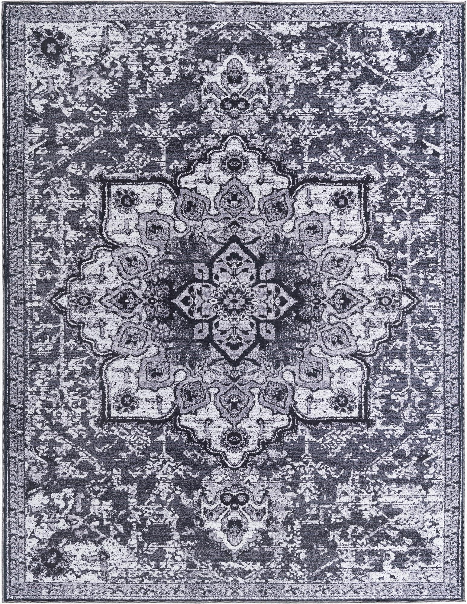 Dark Gray Washable Renaissance Rug