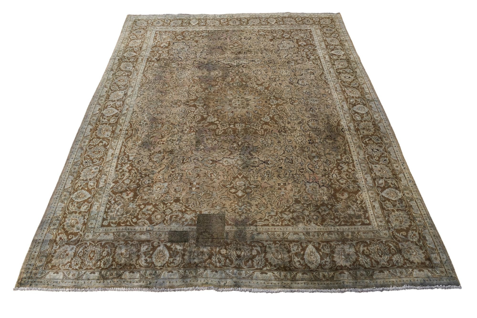9' 5 x 12' 5 Hand Knotted Ultra Vintage Persian Wool Rug