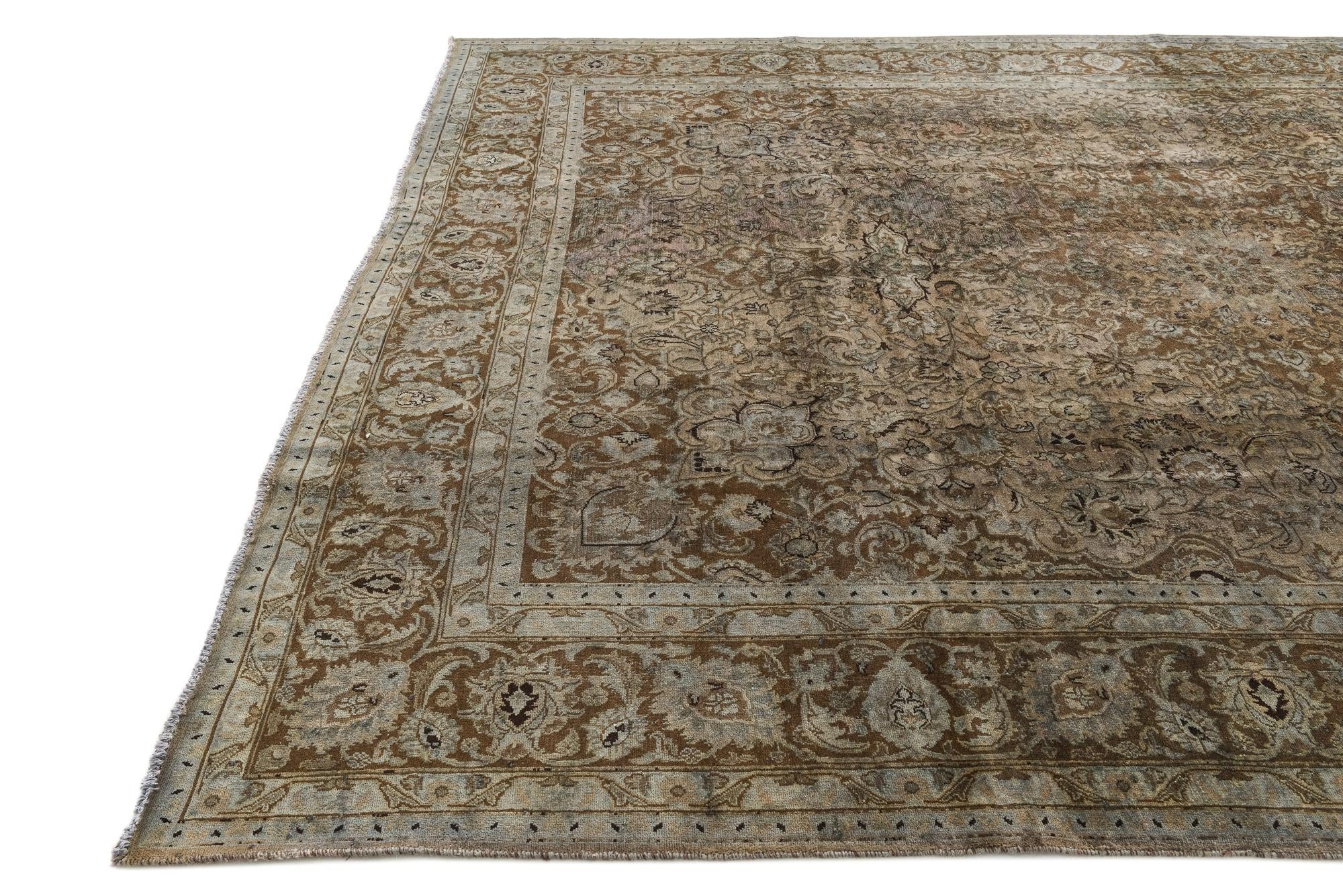 9' 5 x 12' 5 Hand Knotted Ultra Vintage Persian Wool Rug