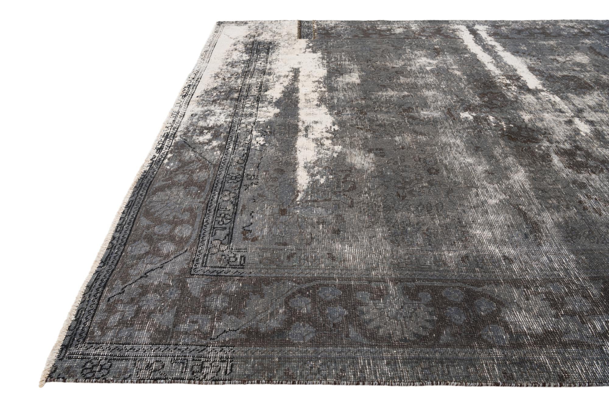6' 8 x 9' 8 Hand Knotted Ultra Vintage Persian Wool Rug