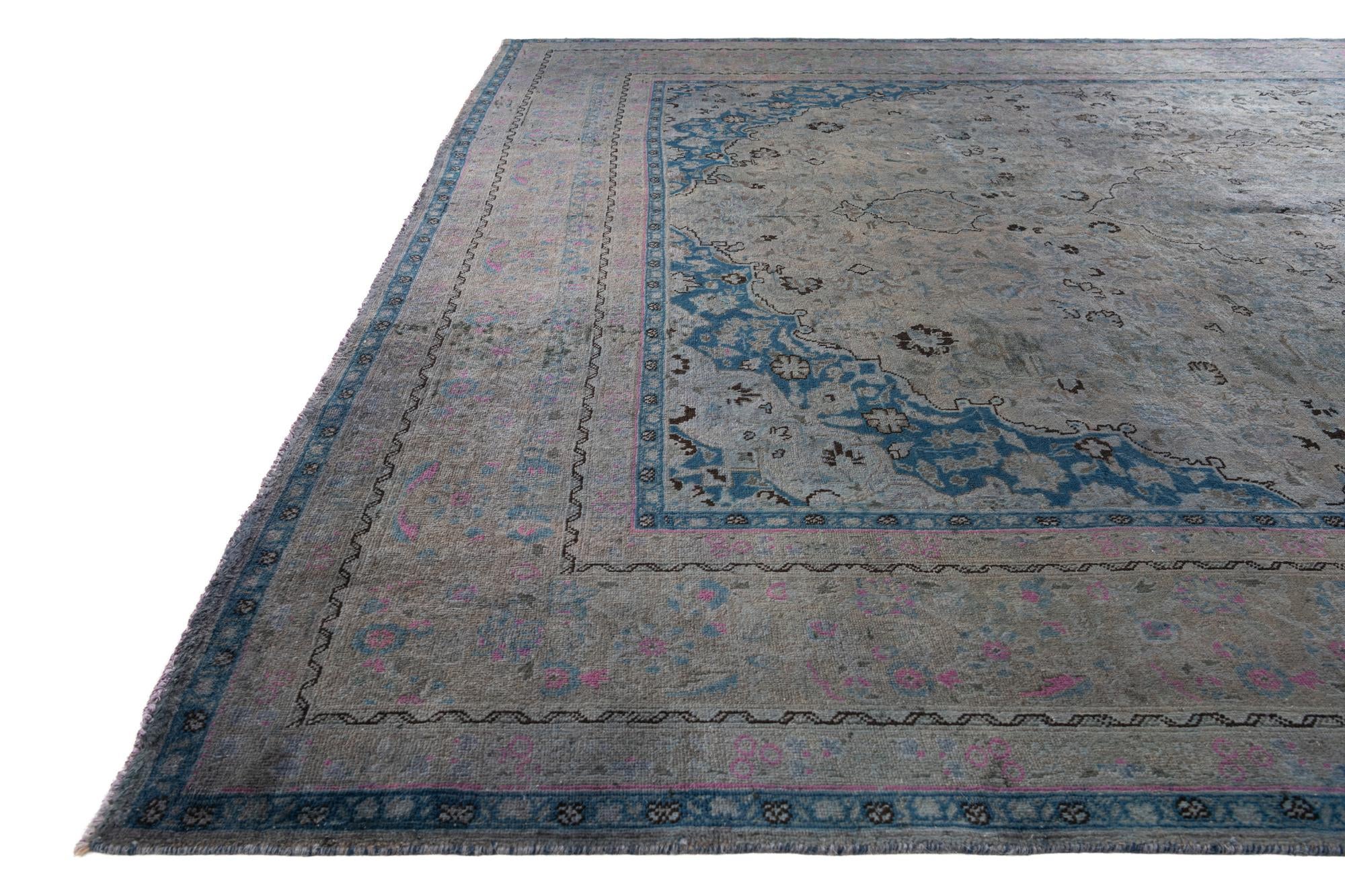 9' 5 x 12' 6 Hand Knotted Ultra Vintage Persian Wool Rug