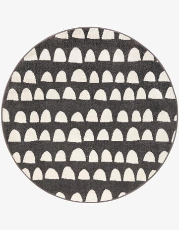 Dark Gray Whimsy Kids Round Rug