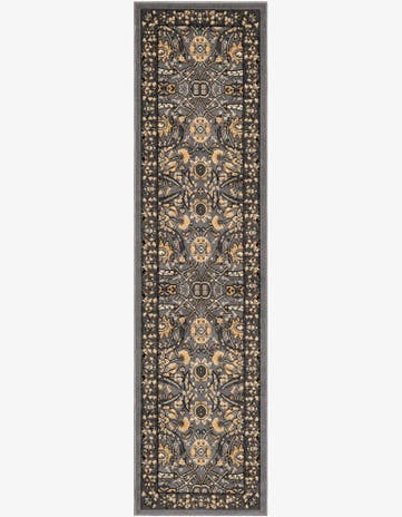 Dark Gray Isfahan Design Runner Rug