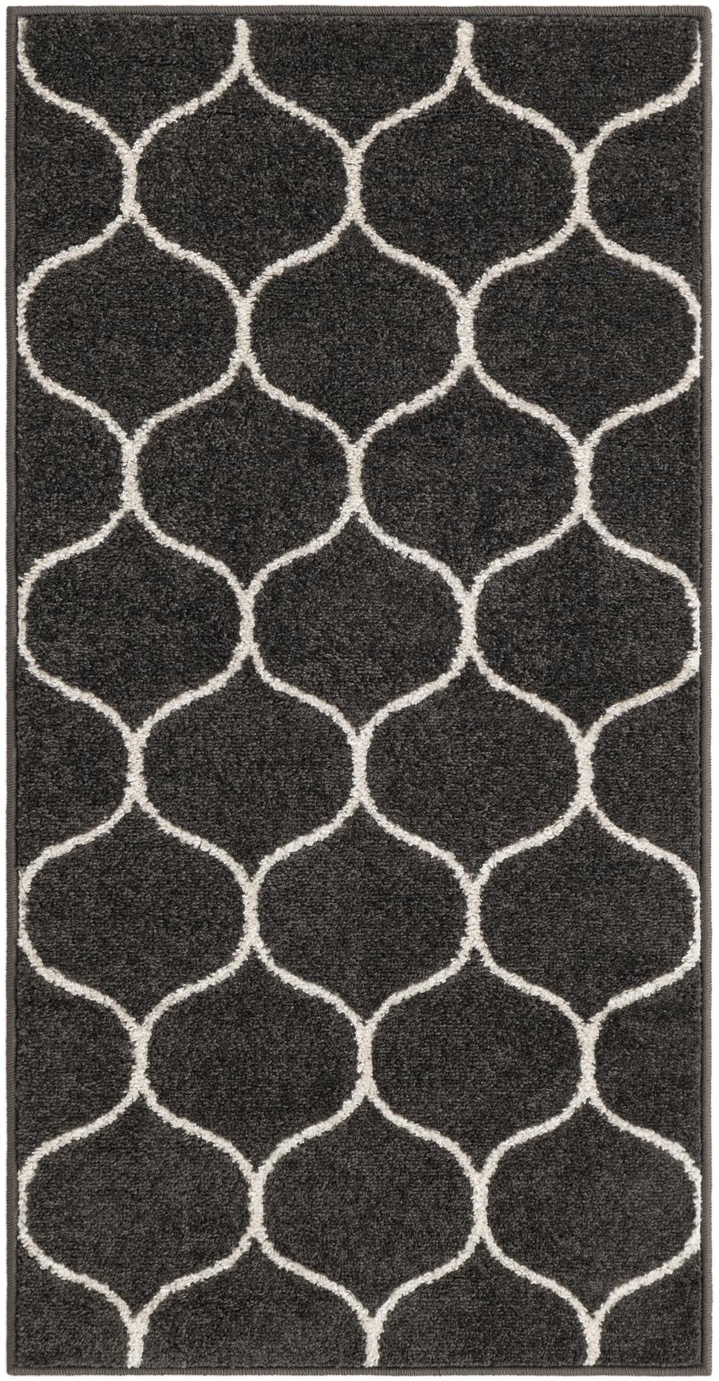 Dark Gray Lattice Frieze Runner Rug