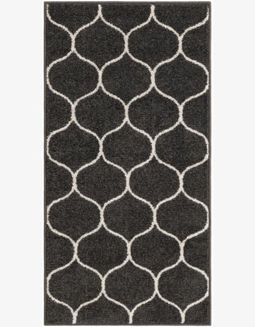 Dark Gray Lattice Frieze Runner Rug