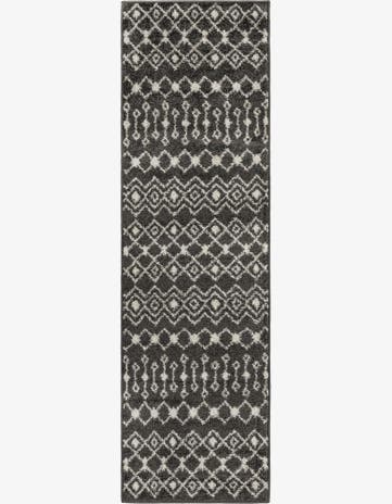 Dark Gray Moroccan Trellis Runner Rug