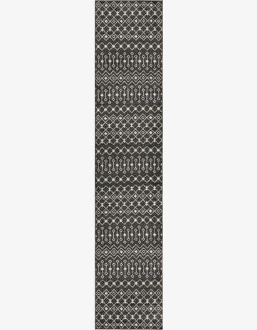 Dark Gray Moroccan Trellis Runner Rug
