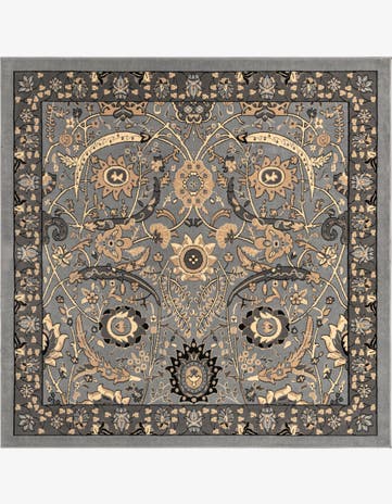 Dark Gray Isfahan Design Square Rug