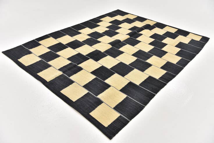 Detailansicht von 150cm x 195cm Handgewebt Kilim Modern Wolle Quadrat Teppich