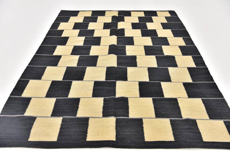 Detailansicht von 150cm x 195cm Handgewebt Kilim Modern Wolle Quadrat Teppich