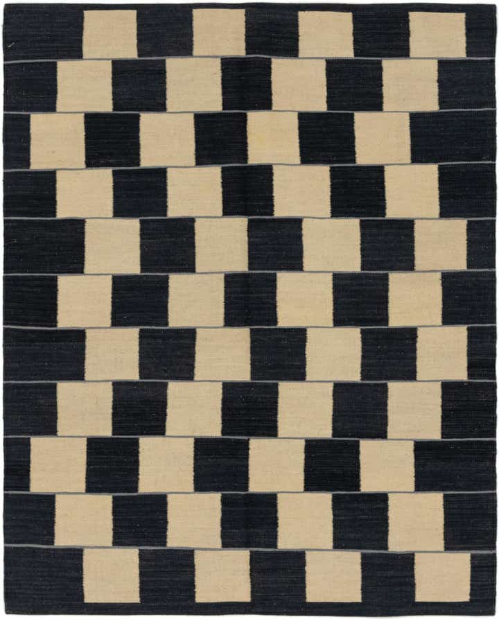 150cm x 195cm Handgewebt Kilim Modern Wolle Quadrat Teppich