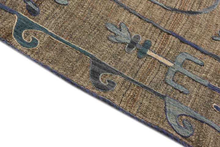 5' 4 x 5' 7 Hand Woven Kilim Suzani Wool Square Rug