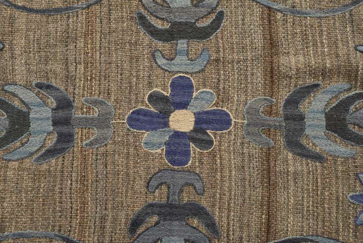 5' 4 x 5' 7 Hand Woven Kilim Suzani Wool Square Rug