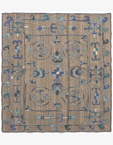 5' 4 x 5' 7 Hand Woven Kilim Suzani Wool Square Rug