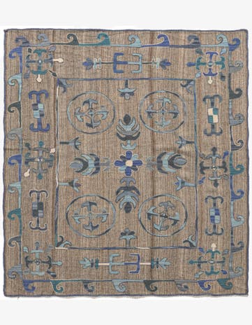 5' 4 x 5' 7 Hand Woven Kilim Suzani Wool Square Rug