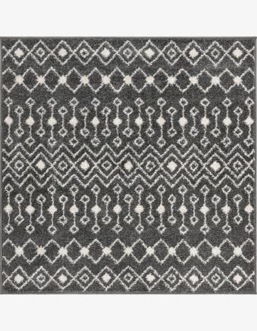 Dark Gray Moroccan Trellis Square Rug