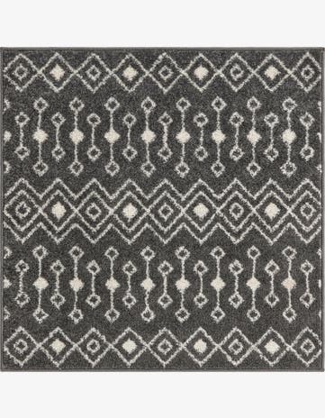 Dark Gray Moroccan Trellis Square Rug