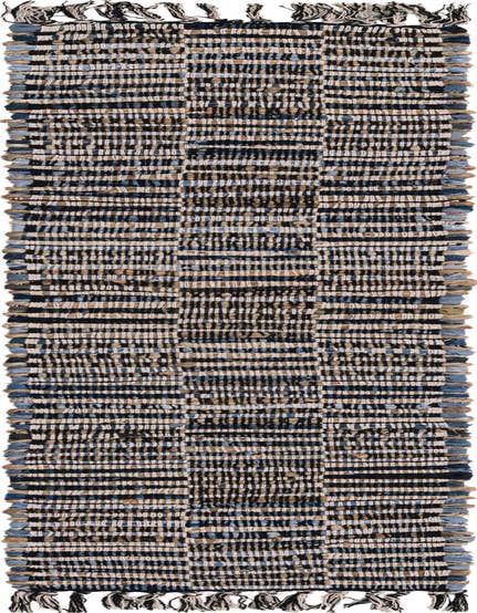 Detail image of 1' 2 x 6' 1 Hand Woven Chindi Jute Table Runner Rug