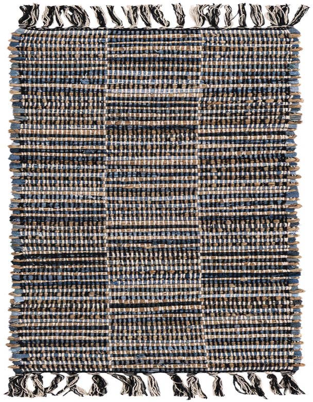 Detail image of 1' 2 x 4' 1 Hand Woven Chindi Jute Table Runner Rug