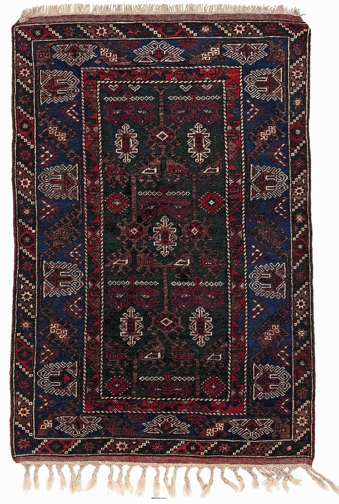 4' x 6' Hand Knotted Balouch Oriental Wool Rug