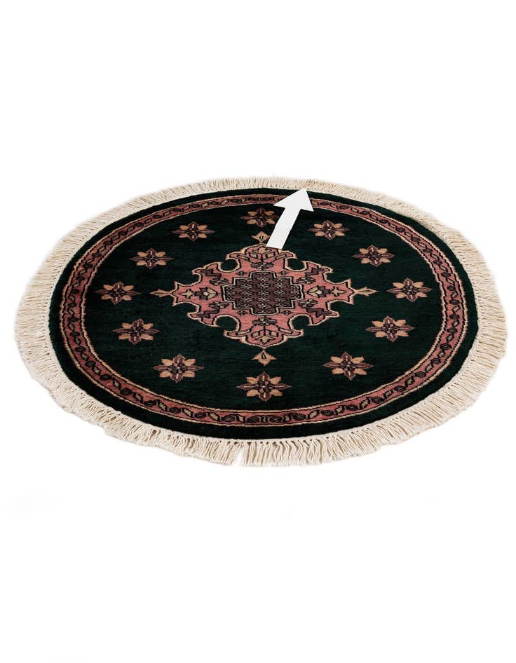 Detail image of 2' 7 x 2' 7  Hand Knotted Bokhara Oriental Wool Round Rug