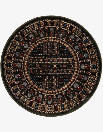 Dark Green Bokhara Round Rug