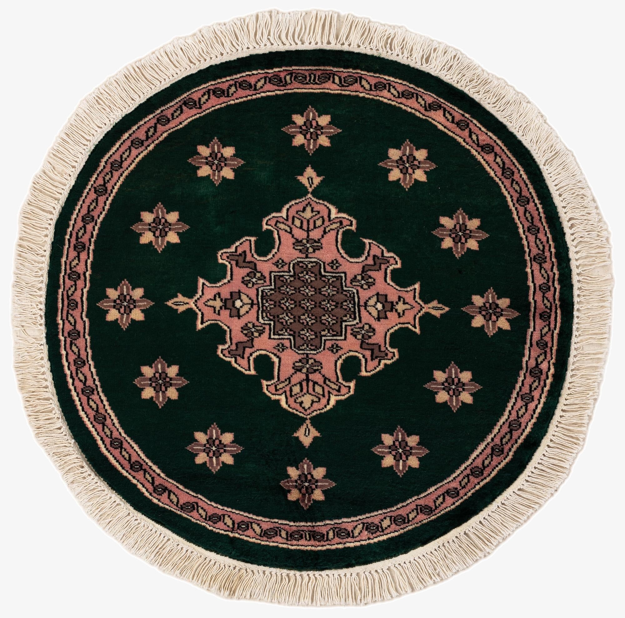 2' 7 x 2' 7  Hand Knotted Bokhara Oriental Wool Round Rug