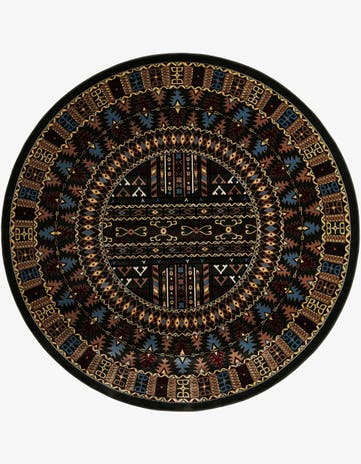 Dark Green Bokhara Round Rug