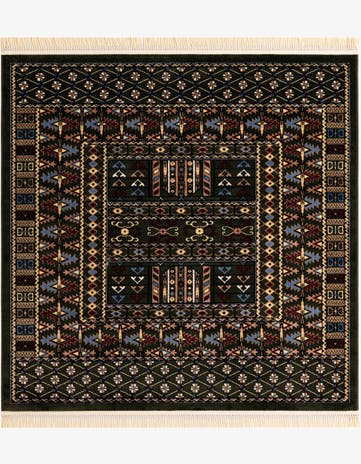 Dark Green Bokhara Square Rug