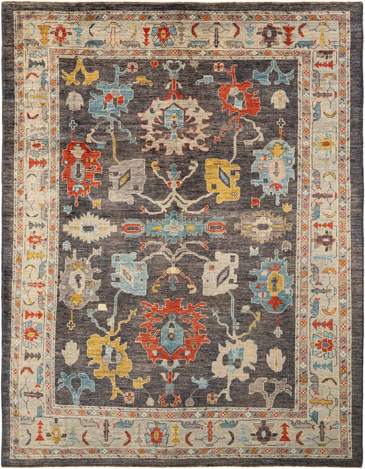 Detail image of 9' 1 x 11' 10 Hand Knotted Oushak Rug