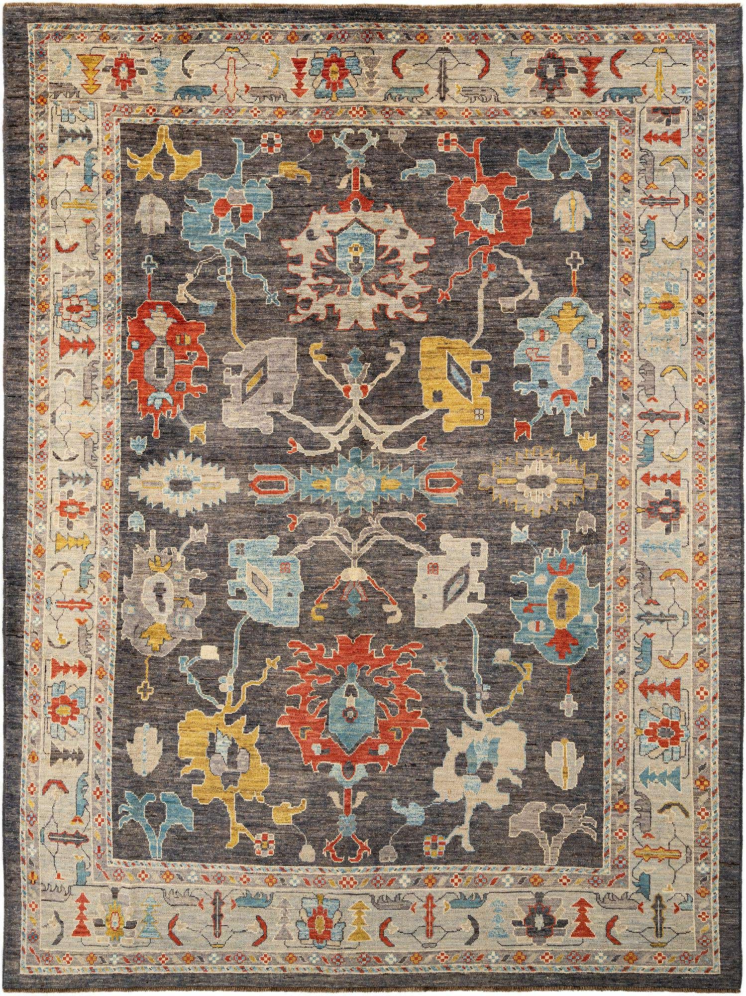 9' 1 x 11' 10 Hand Knotted Oushak Rug