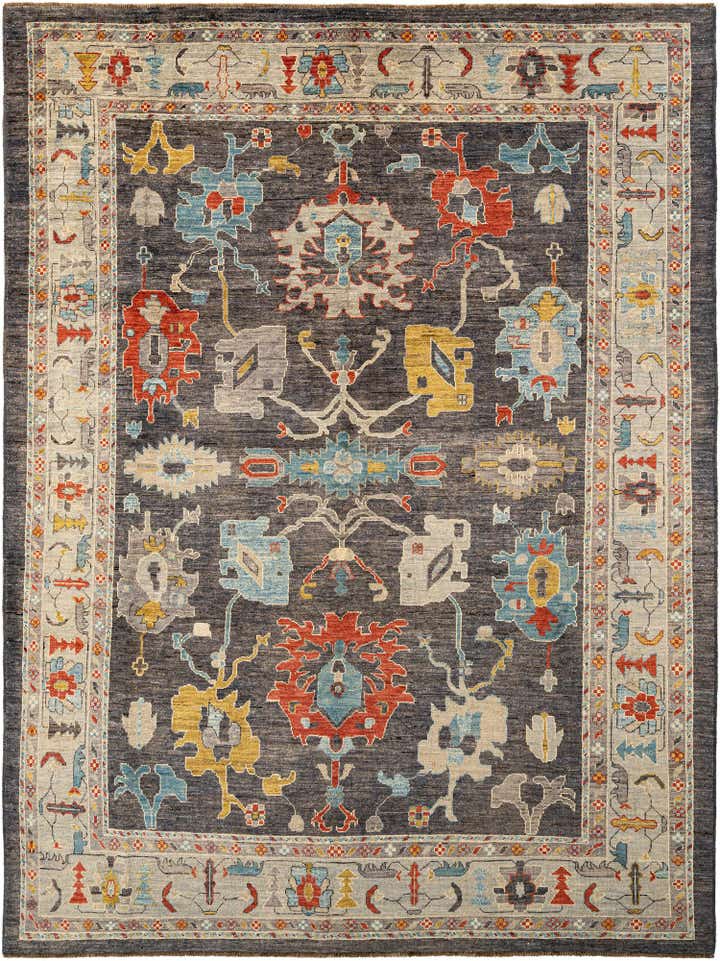 9' 1 x 11' 10 Hand Knotted Oushak Rug