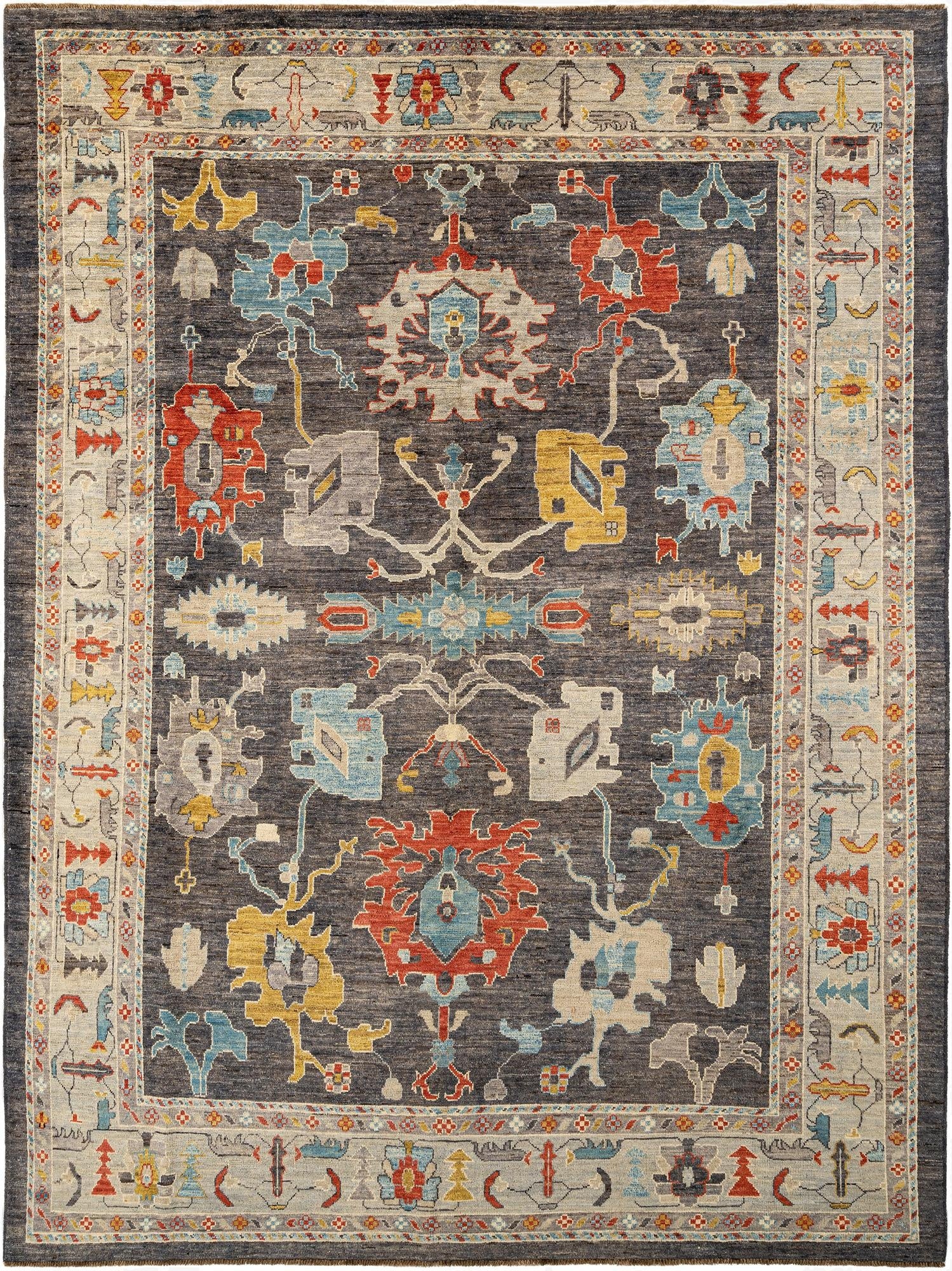 9' 1 x 11' 10  Hand Knotted Oushak Rug