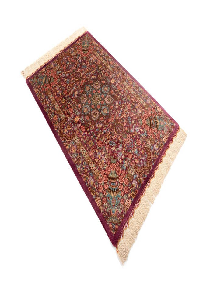 Detail image of 1' 11 x 3' Ghom Silk Rug