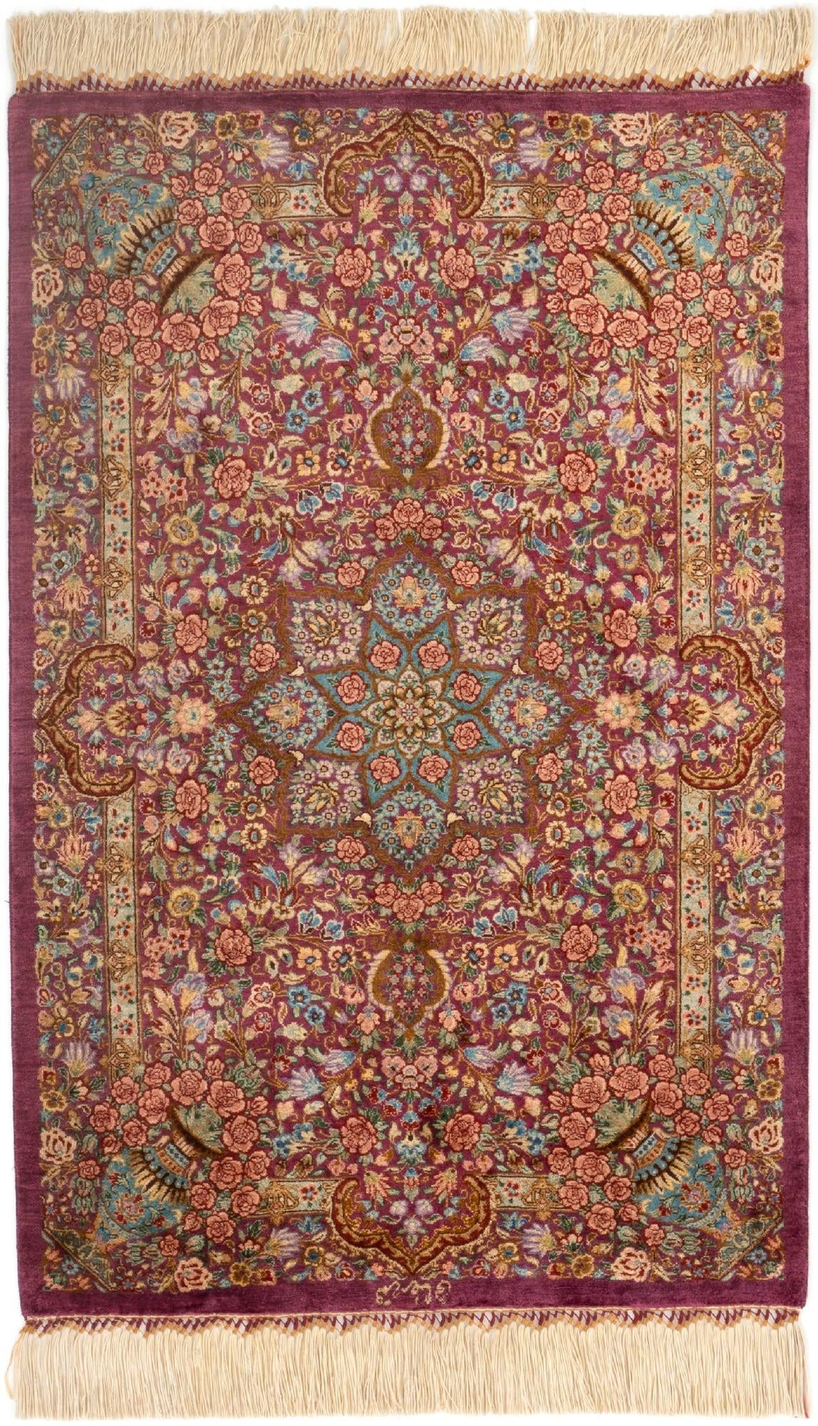 1' 11 x 3' Ghom Silk Rug