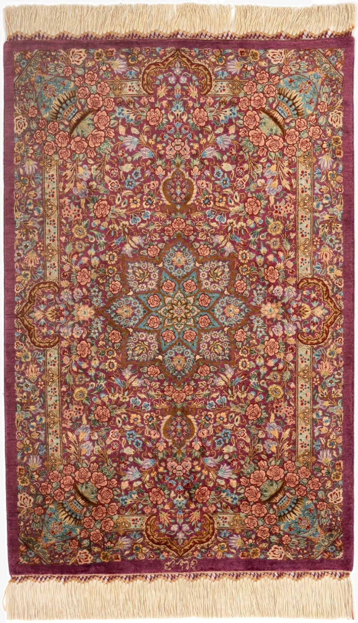 1' 11 x 3' Ghom Silk Rug