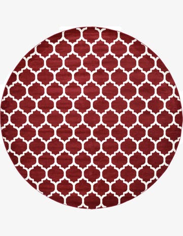 Dark Terracotta Lattice Round Rug