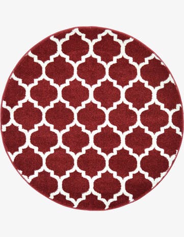 Dark Terracotta Trellis Round Rug
