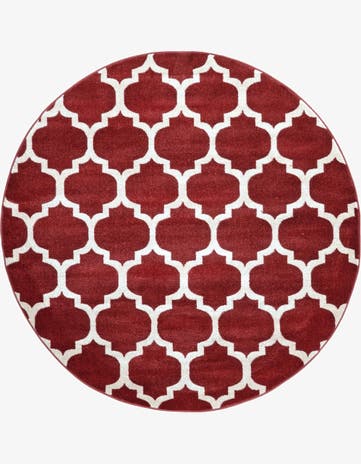 Dark Terracotta Trellis Round Rug