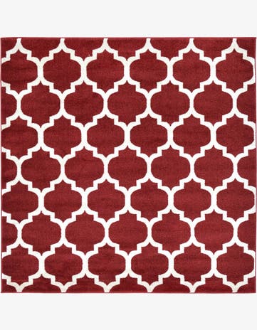 Dark Terracotta Trellis Square Rug