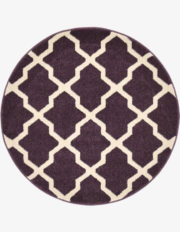 Dark Violet Trellis Round Rug