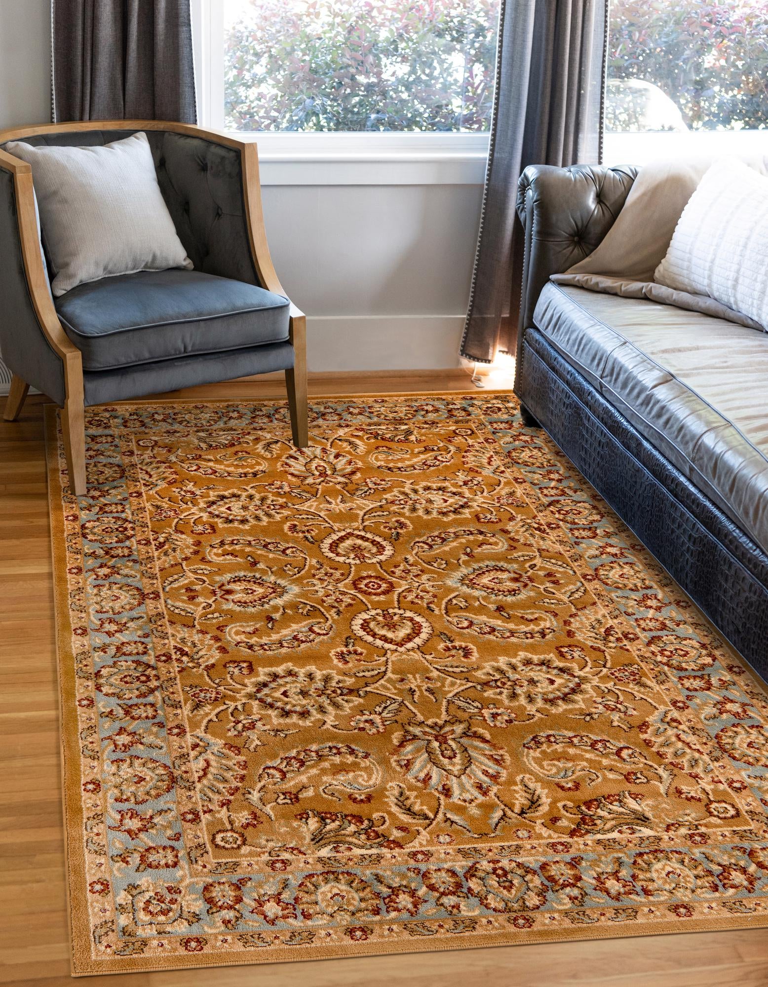 Dark Yellow Classic Agra Rug